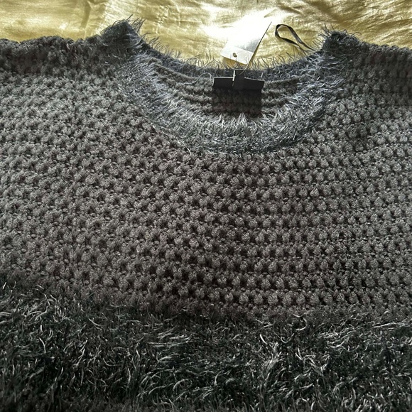 SOFT FUZZY SWEATER, BLACK, SIZE 4X, LONG SLEEVES, RIBBED CREW NECK, DROP SHOULDE - Picture 10 of 11